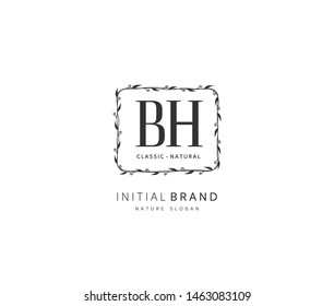 B H BH Beauty vector initial logo, handwriting logo of initial signature, wedding, fashion, jewerly, boutique, floral and botanical with creative template for any company or business.
