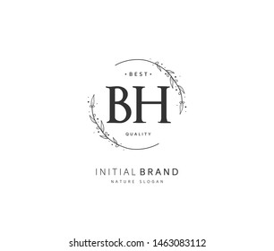 B H BH Beauty vector initial logo, handwriting logo of initial signature, wedding, fashion, jewerly, boutique, floral and botanical with creative template for any company or business.