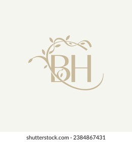 B H BH Beauty Vektor-Erstlogo, handschriftlich Logo der ersten Unterschrift, Hochzeit, Mode, Jewerly, Boutique, Blumen und botanisch mit kreativen Vorlage