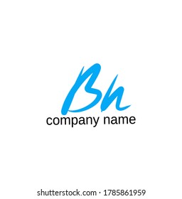 B h Bh initial letter handwriting and signature logo