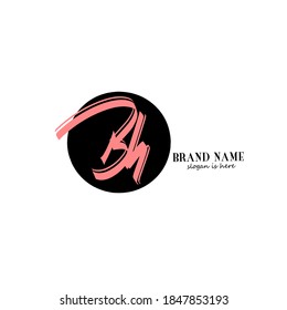 B h Bh initial logo handwriting template vector