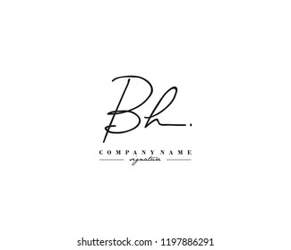 B H BH Signature initial logo template vector