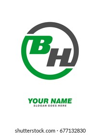 B H initial circle logo template vector
