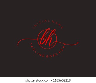 B H Initial handwriting logo vector. Hand lettering for designs