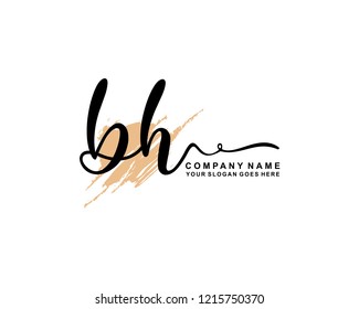 B H Initial Handwriting Logo Template