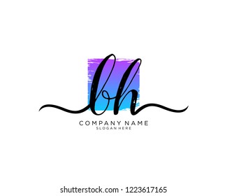 B H Initial handwriting logo vector