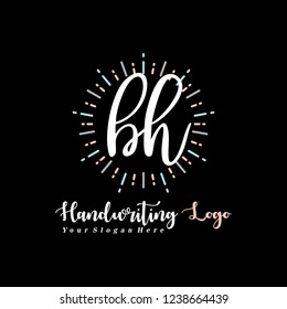 B H Initial handwriting logo vector