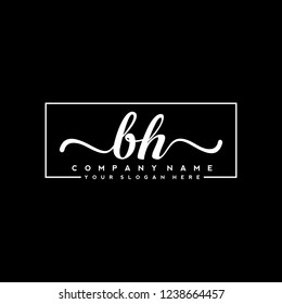 B H Initial handwriting logo vector