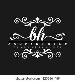 B H Initial handwriting logo vector