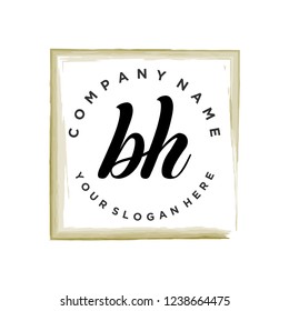 B H Initial handwriting logo vector