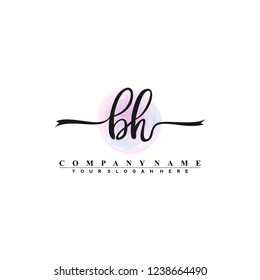 B H Initial handwriting logo vector