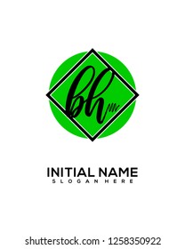 B H Initial Handwriting Logo Template Vector