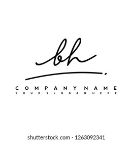 B H Initial handwriting logo vector