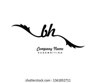 B H Initial Handwriting Logo Template