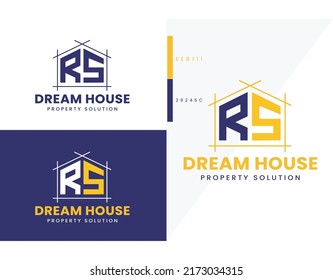B H Monogram Dream House Real estate logo premium vector