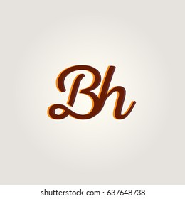 B H Running Letter joint logo design vector element