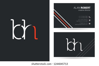 B & H thin line logo joint letter design with business card template