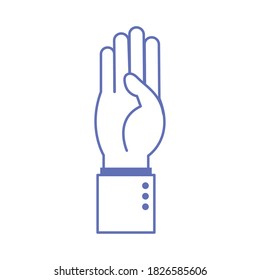 b hand sign language line and fill style icon design of People help finger person learn communication healthcare theme Vector illustration
