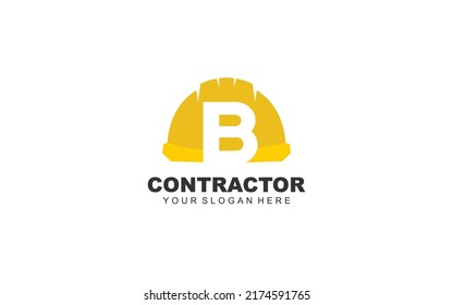 B Hard Hat Logo Design Inspiration. Vector Letter Template Design For Brand