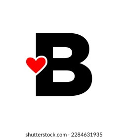 B con icono de letras iniciales del corazón. Icono de tipografía de amor B.