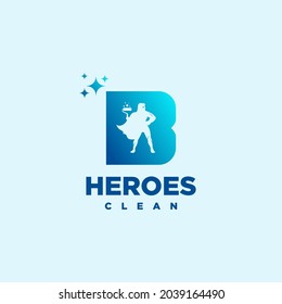 B hero Initial letter Cleaning Service Simple Modern Logo Idea.