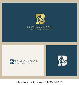 B Horse elegant logo vector