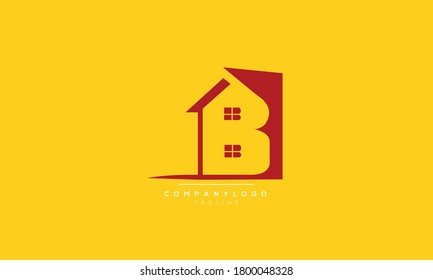 B house home initials monogram letter logo design