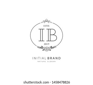 I B IB Beauty vector initial logo, handwriting logo of initial signature, wedding, fashion, jewerly, boutique, floral and botanical with creative template for any company or business.