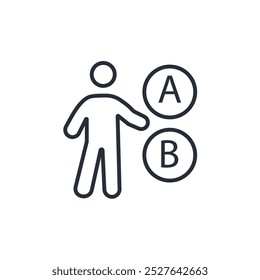 Icono de A O B. Vector. Trazo editable. Signo de estilo lineal para usar Diseño web, logotipo. Ilustración de símbolo.