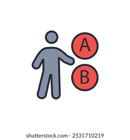 Ícone A OR B. vetor.Sinal de estilo traço.linear editável para usar design da Web,ilustração logo.Symbol.