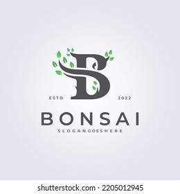 B initial from Bonsai word logo vector illustration design