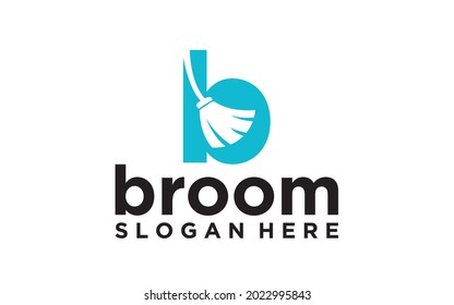 B Initial With Broom Vector Logo Designs