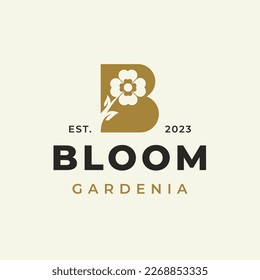 B Initial with Flower Floral Logo Template. Logo for Flowershop, spa, beauty clinic, or brand identity