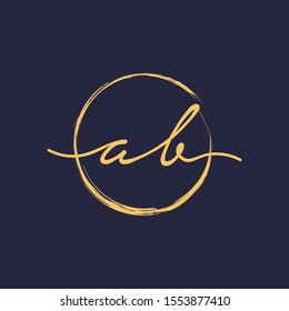 A B Initial with handwriting and brush concept. handwriting logo of initial signature, wedding, fashion, jewelry, boutique, and botanical with creative template for any company or business -vector