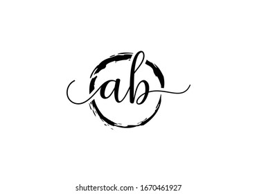 Diseño inicial de logotipo de escritura a mano con círculo de brochas. logo escrito a mano para moda, equipo, boda, logo de lujo.