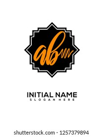 A B Initial Handwriting Logo Template Vector