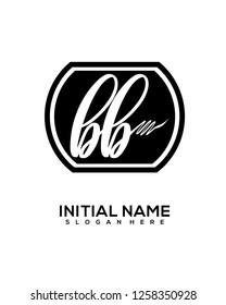 B B Initial Handwriting Logo Template Vector
