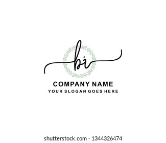 B I Initial Handwriting Logo Template