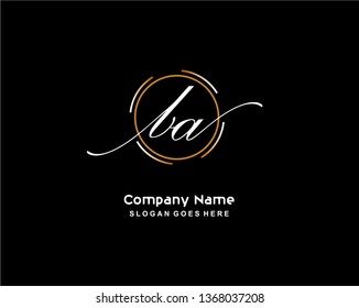B A Initial Handwriting Logo Template