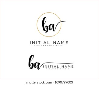 B A Initial handwriting logo vector. Hand lettering for designs.