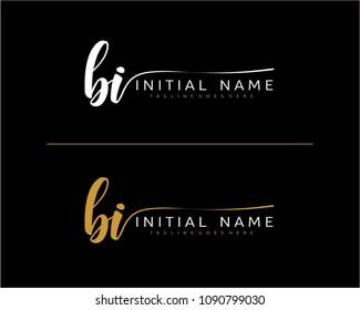 B I Initial handwriting logo vector. Hand lettering for designs.
