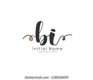 B I Initial handwriting logo vector template