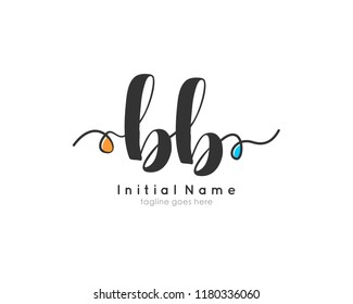 B B Initial handwriting logo vector template