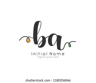 B A Initial handwriting logo vector template