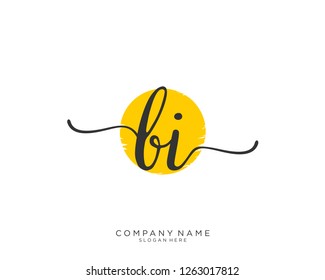 B I Initial handwriting logo vector