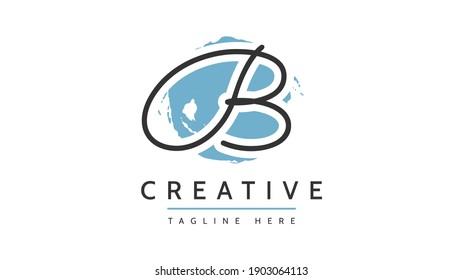 B Initial handwriting logo vector