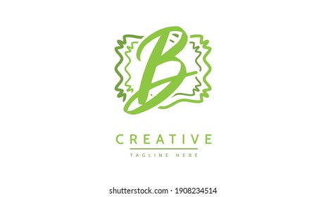 B Initial handwriting logo vector