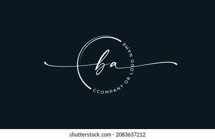 B A Initial handwriting signature logo, initial signature, elegant logo design
vector template.