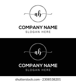 a b Logo inicial de la firma de escritura a mano, firma inicial, elegante plantilla vectorial de diseño del logotipo.Alfabeto manuscrito en la plantilla del logotipo. Cartas y alfabetos para su diseño. vector de plantilla de círculo.