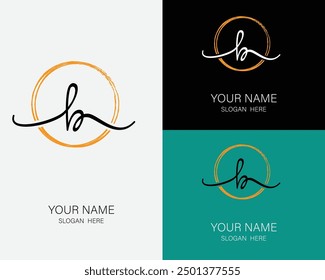 B initial handwriting signature logo design template